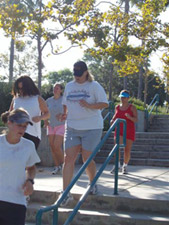 mixed-group-running-stairs